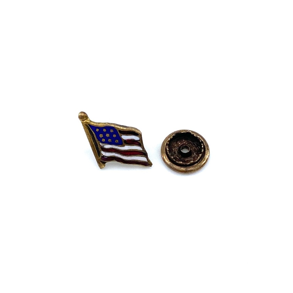 Vintage Prang Co. Enamel American Flag Promotional Pin Screw Back and Stamped
